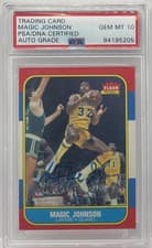 Magic Johnson HOF Signed 1986 Fleer Basketball #53 Lakers PSA/DNA 10 AUTO