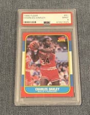CHARLES OAKLEY * PSA 9 * 1986 FLEER NBA BASKETBALL SET * CHICAGO BULLS CARD #81