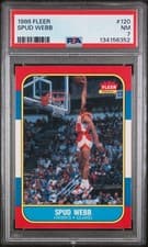 🔥 1986 FLEER SPUD WEBB #120 ROOKIE RC ATLANTA HAWKS NEAR MINT PSA 7 🔥