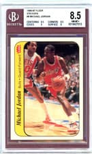 MICHAEL JORDAN " 1986 " FLEER STICKER #8 " ROOKIE " BGS 8.5+ !!  $$