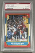 1986 FLEER #82 AKEEM HAKEEM OLAJUWON PSA 9 MINT! NICE CENTERING! HOF! ROCKETS!