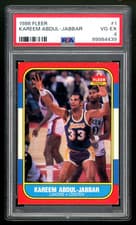 1986-87 Fleer Basketball Kareem Abdul Jabbar #1 Lakers HOF PSA 4 *CENTERED*