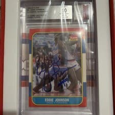 1986-87 Fleer Jersey Fusion Eddie Johnson Game Used Patch Auto 10 grade? m